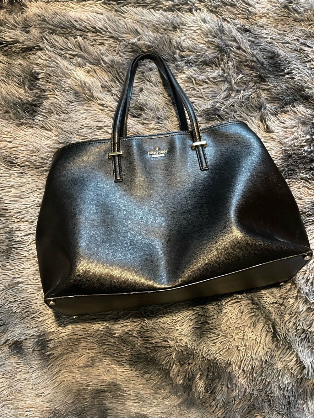 Kate Spade NY Cove Street Black Leather Double-Handle Tote w/ Gold Hardware